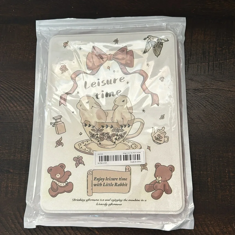 🧸 NWT Whimsical Pearl & Pink iPad Cover 7th 8th & 9th Generation 360 Rotation